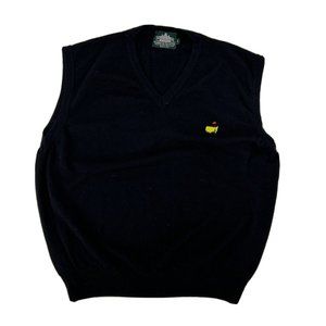 Mens Masters Clubhouse Collection Sweater Vest Black L Merino Wool Made in Italy